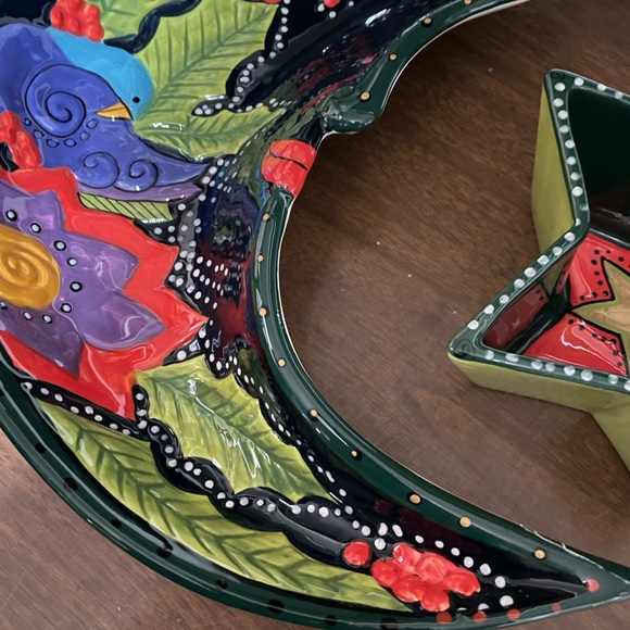 Ganz Bella Casa Crescent Moon Serving Bowl & Star Bowl, Chips, Dip, Appetizers - Picture 2 of 10